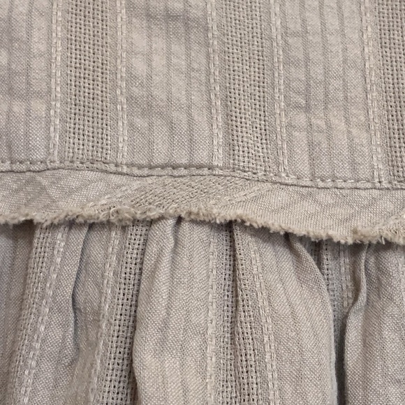 Free People | Neutral Tan Button Down Pleated Smocked Collared Poet Blouse Top S - Picture 16 of 17